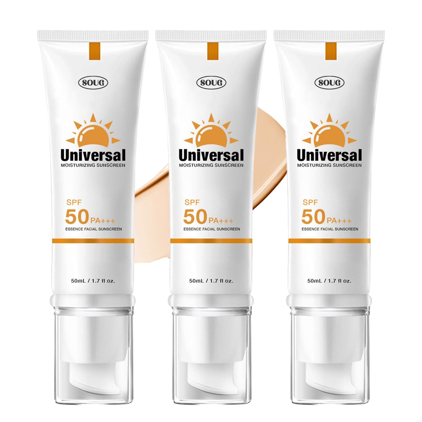Getönte Sonnencreme für Gesicht SPF 50 Universaler Schutz Solar 50 Gesichtssonnencreme Feuchtigkeitscreme Kein klebriges hydratisierendes Reisegröße Sonnenschutzmittel 50ml (3 Getönte)