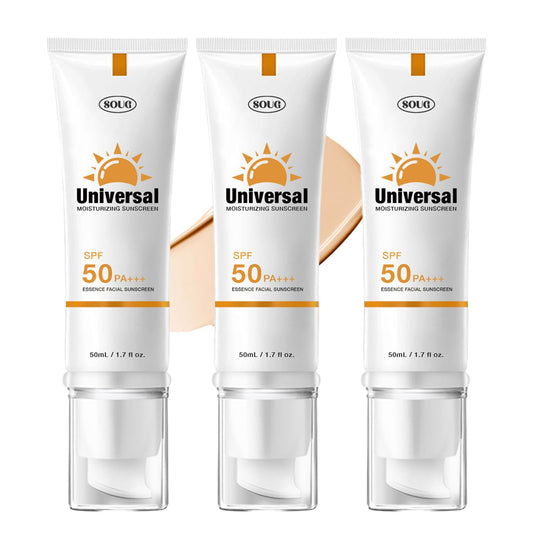 Getönte Sonnencreme für Gesicht SPF 50 Universaler Schutz Solar 50 Gesichtssonnencreme Feuchtigkeitscreme Kein klebriges hydratisierendes Reisegröße Sonnenschutzmittel 50ml (3 Getönte)