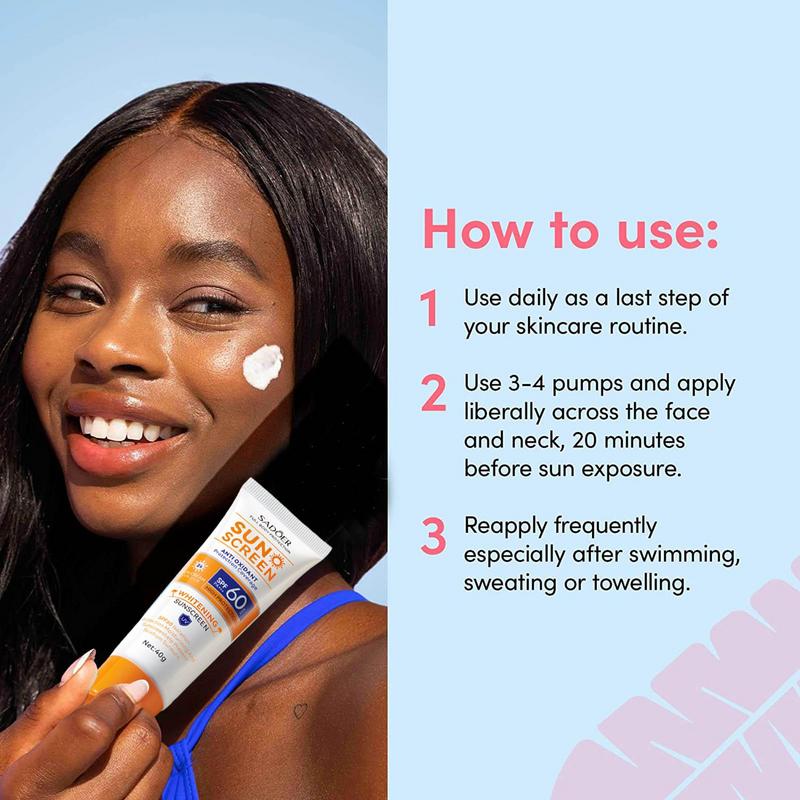 SADOER Natürliche SPF 60 Sonnencreme - Nicht fettend